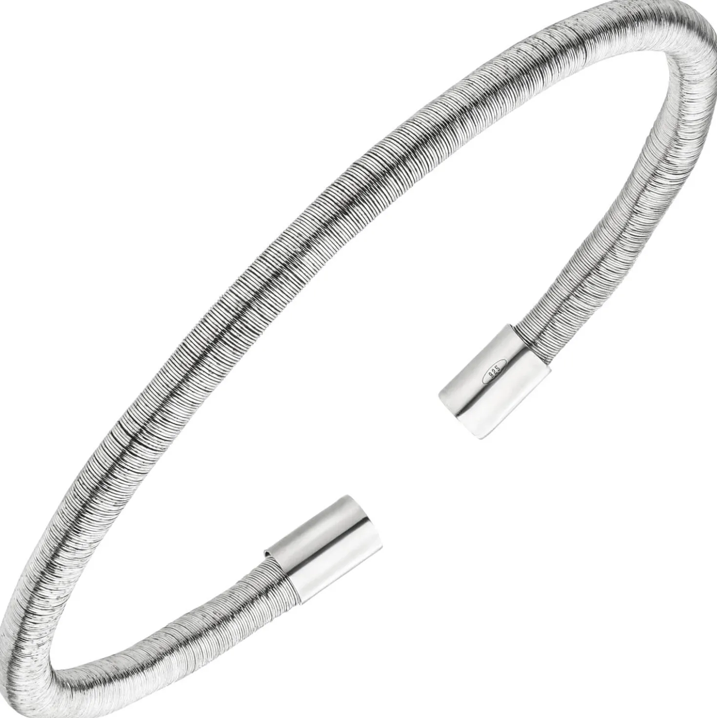 Flexible Armspange offener Armreif aus 925 Silber rhodiniert 17cm Silberarmband