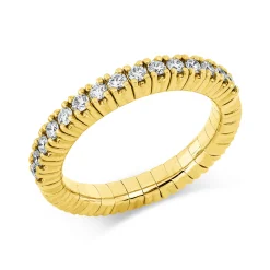 Flex-Ring aus 750 Gold Gelbgold 15 Brillanten 0,4ct TW-SI B:3,3mm 4er-Krappe