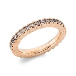 Flex-Ring aus 750 Gold Rotgold 33 Brillanten 0,93ct braun B:3,2mm 4er-Krappe