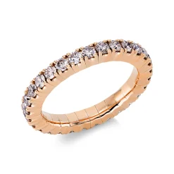 Flex-Ring aus 750 Gold Rotgold 29 Brillanten 1,4ct braun B:3,2mm 4er-Krappe