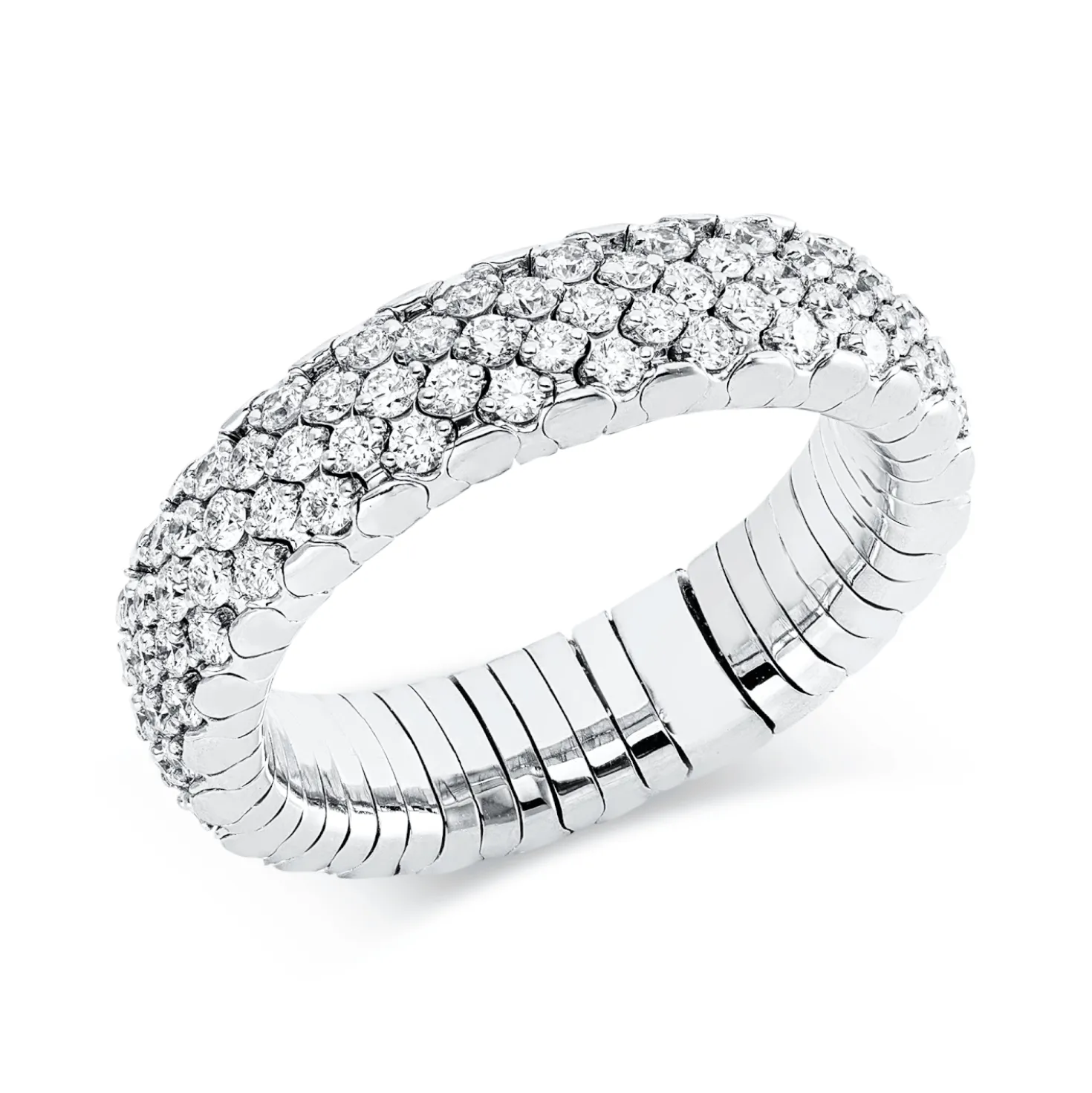 Flex-Ring aus 750 Weißgold rhodiniert 125 Brillanten 1,5ct TW-SI B:5,4mm