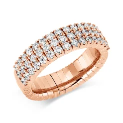 Flex-Ring 3-reihig aus 750 Gold Rotgold 45 Brillanten 1,16ct TW-SI B:6,1mm