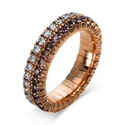 Flex-Ring 2-reihig aus 750 Gold Rotgold 70 Diamanten 1,96ct B:5,3mm 4er-Krappe