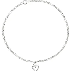 Fußkettchen Figarokette Fußkette Fußschmuck Herz aus 925 Silber 25cm