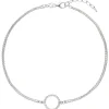 Fußkettchen Fußkette mit Kreis 925 Silber 2-reihig 24 Zirkonia 26cm Fußschmuck