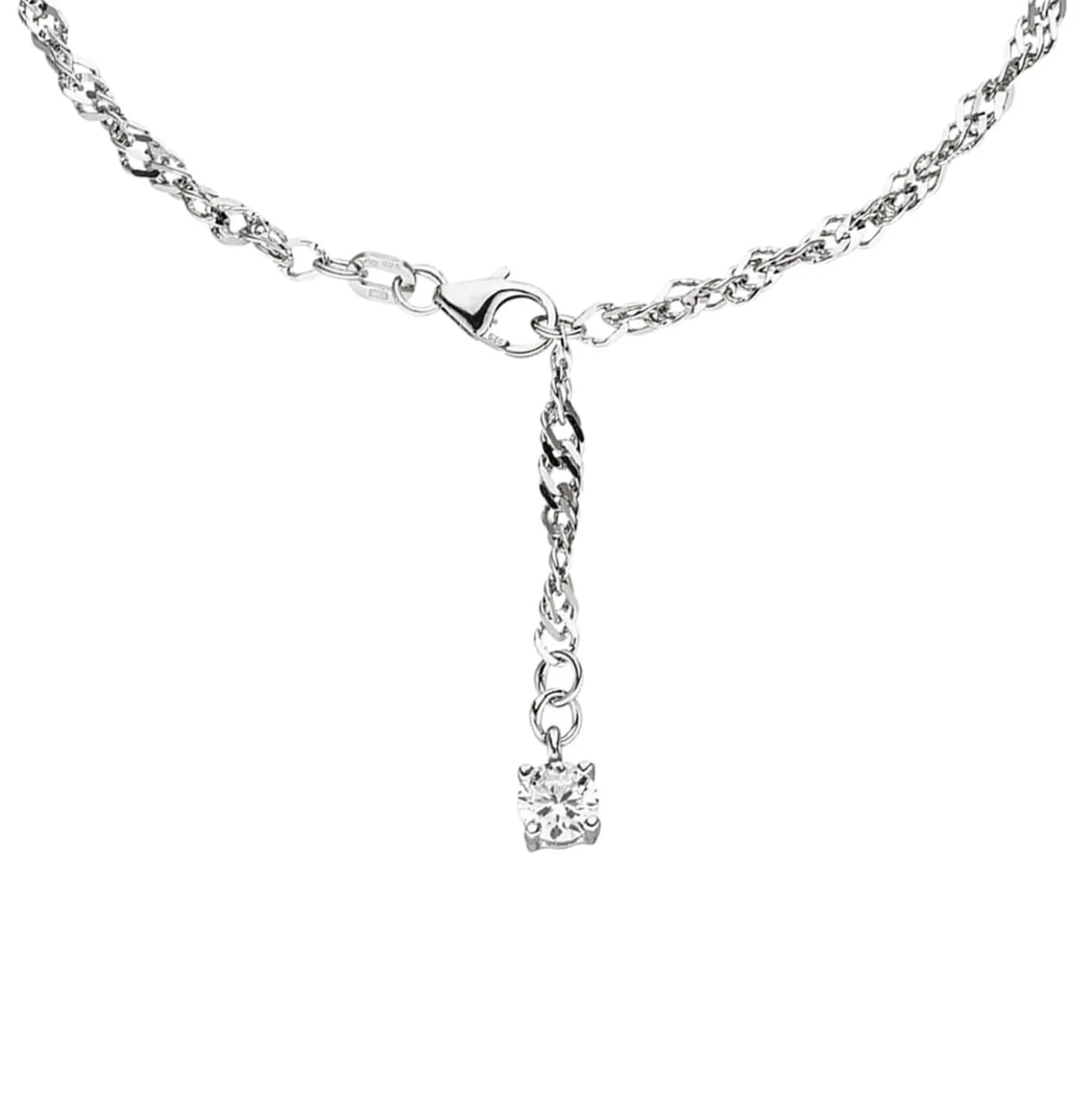 Fußkettchen Fußkette mit Zirkonia, 925 Silber, 25cm, Fußschmuck, Damen