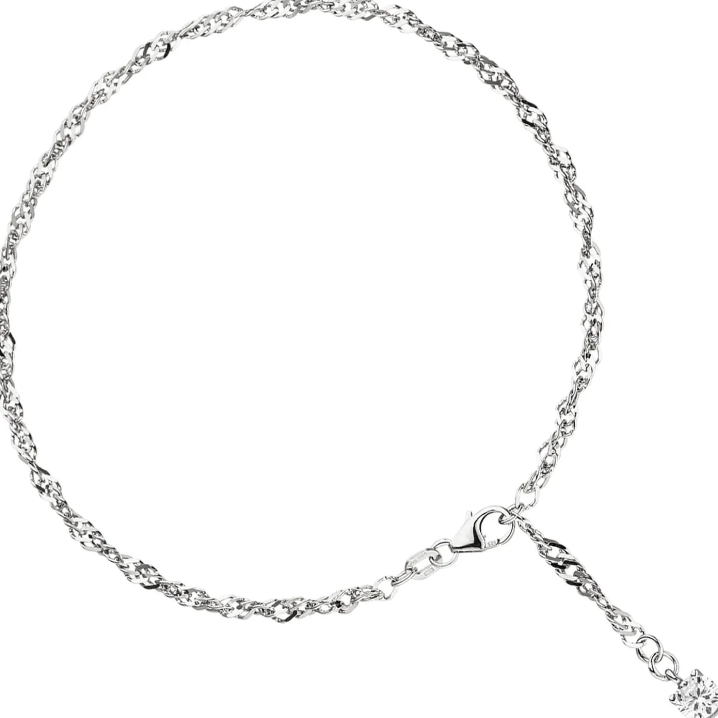 Fußkettchen Fußkette mit Zirkonia, 925 Silber, 25cm, Fußschmuck, Damen