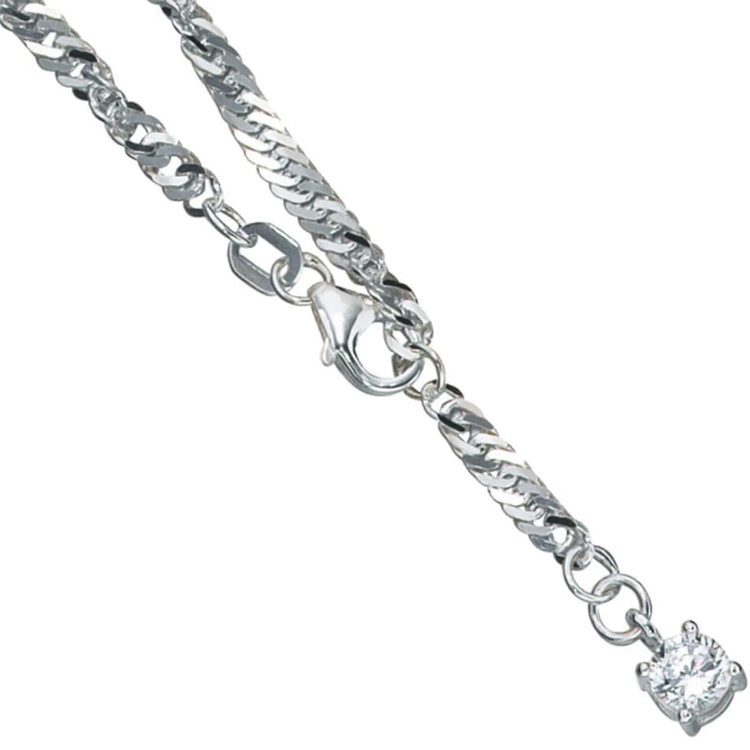 Fußkettchen Fußkette mit Zirkonia, 925 Silber, 25cm, Fußschmuck, Damen