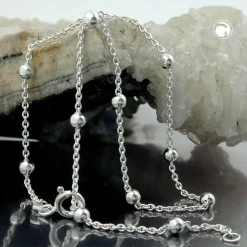 Fußkette Rundankerkette Kette mit 12 Kugel 925 Silber 25cm Fußschmuck