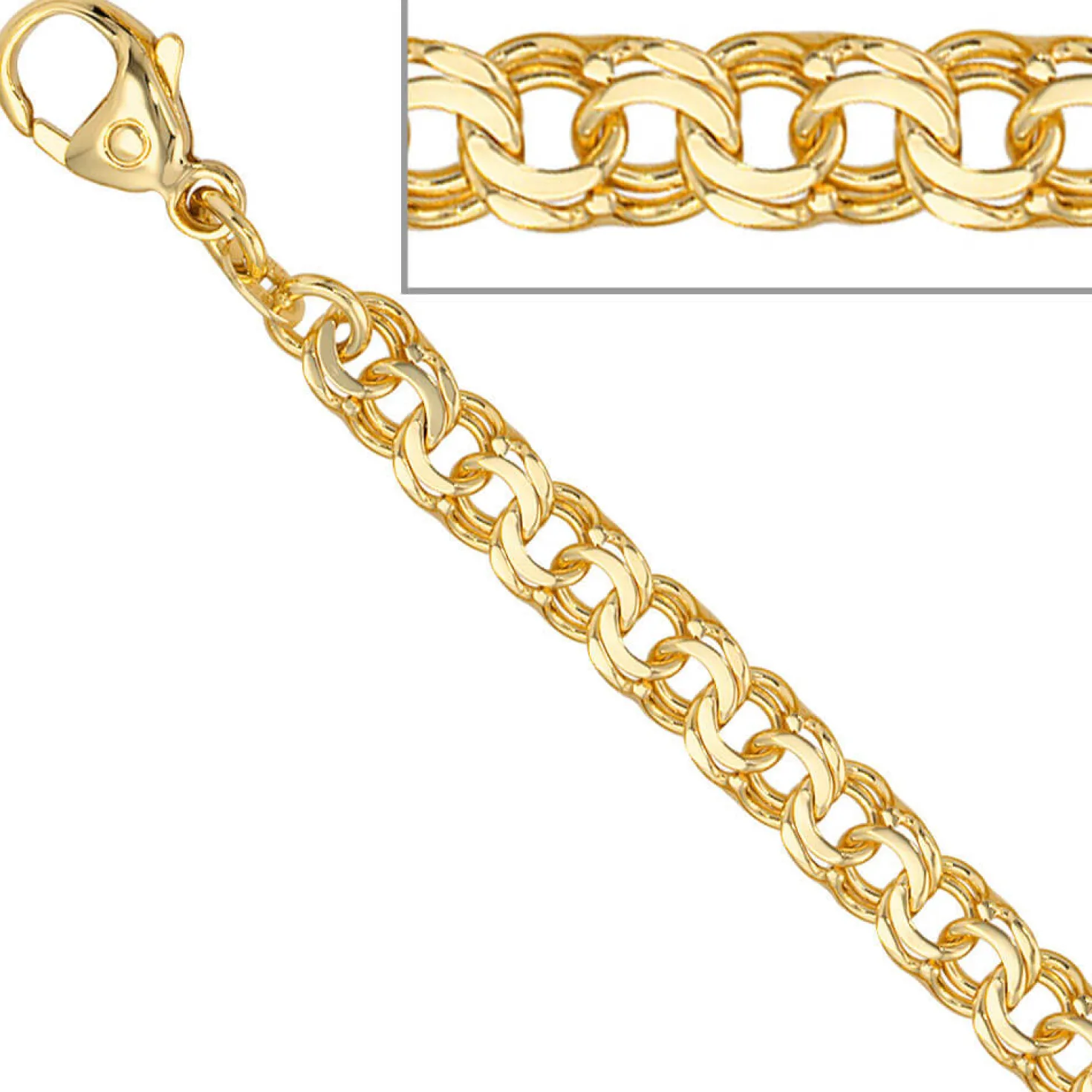Garibaldiarmband Armband Armkette aus 585 Gold Gelbgold massiv, 19cm, Unisex