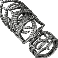Gelenkring Gliederring Ring Damenring mit Zirkonia, 925 Silber geschwärzt