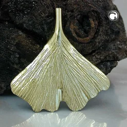 Ginkgoblatt - Goldanhänger Anhänger 25mm 375 Gold Gelbgold Halsschmuck Damen