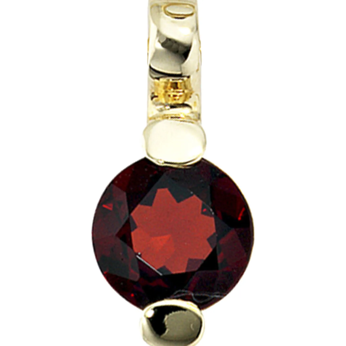 Goldanhänger Anhänger 9,1x20mm mit Granat rot 585 Gold Gelbgold für Damen