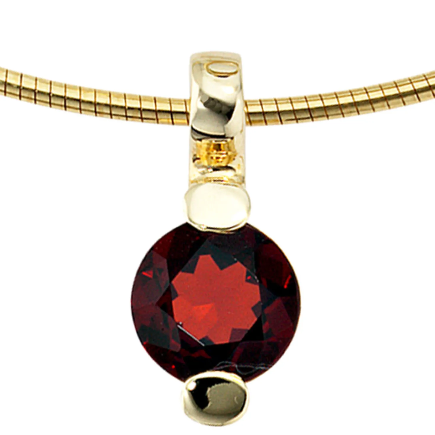 Goldanhänger Anhänger 9,1x20mm mit Granat rot 585 Gold Gelbgold für Damen