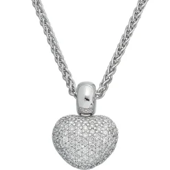 Goldanhänger Herz 107 Diamanten-Brillanten 0.936Ct W/SI 585 Gold Weißgold Damen