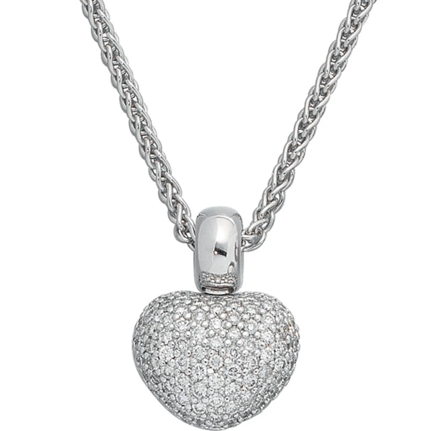 Goldanhänger Herz 107 Diamanten-Brillanten 0.936Ct W/SI 585 Gold Weißgold Damen