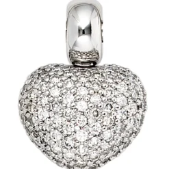 Goldanhänger Herz 107 Diamanten-Brillanten 0.936Ct W/SI 585 Gold Weißgold Damen