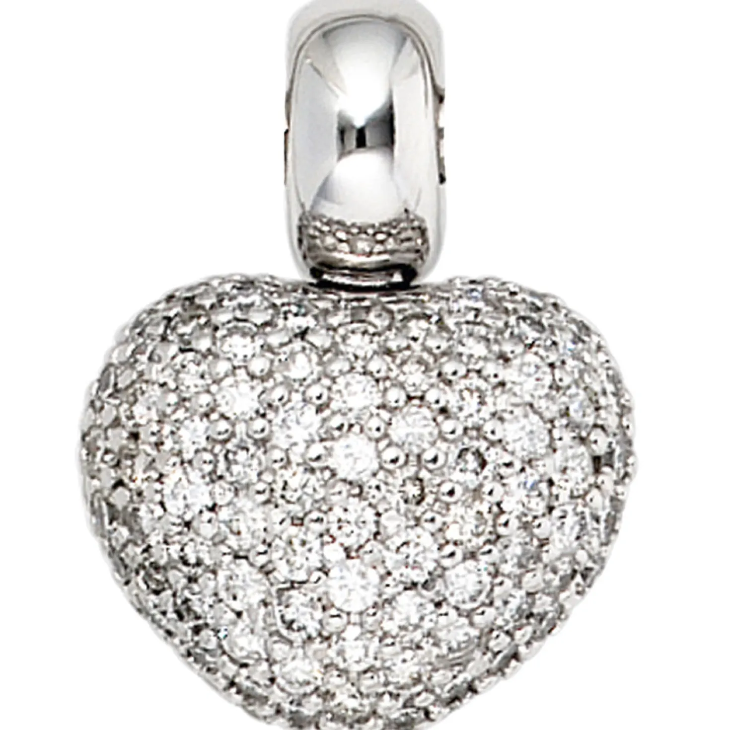 Goldanhänger Herz 107 Diamanten-Brillanten 0.936Ct W/SI 585 Gold Weißgold Damen