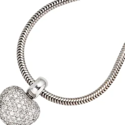 Goldanhänger Herz 107 Diamanten-Brillanten 0.936Ct W/SI 585 Gold Weißgold Damen