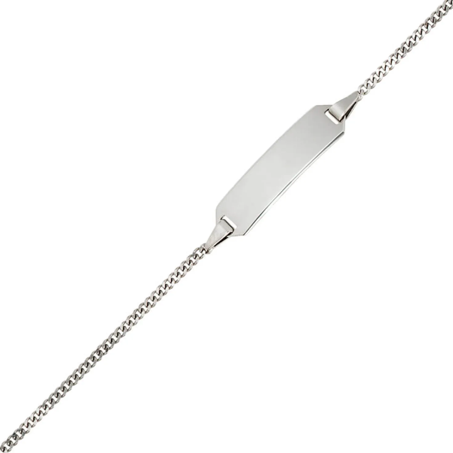 Goldarmband für Kinder, Schildband, 585 Gold Weißgold, 14cm verkürzbar