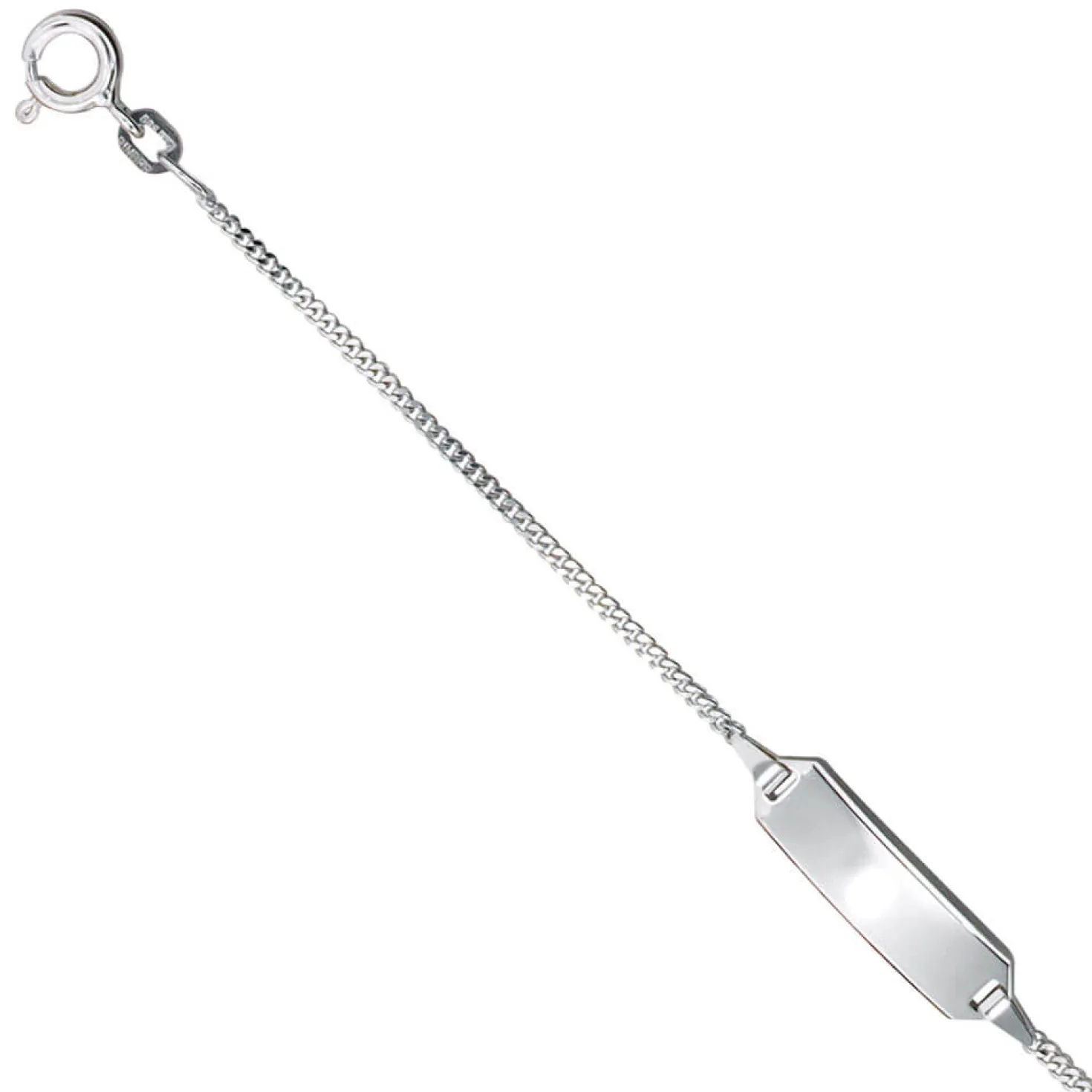 Goldarmband für Kinder, Schildband, 585 Gold Weißgold, 14cm verkürzbar