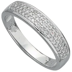 Goldring mit Diamanten 0.25Ct 50 Brillanten 585 Gold Weißgold Damen