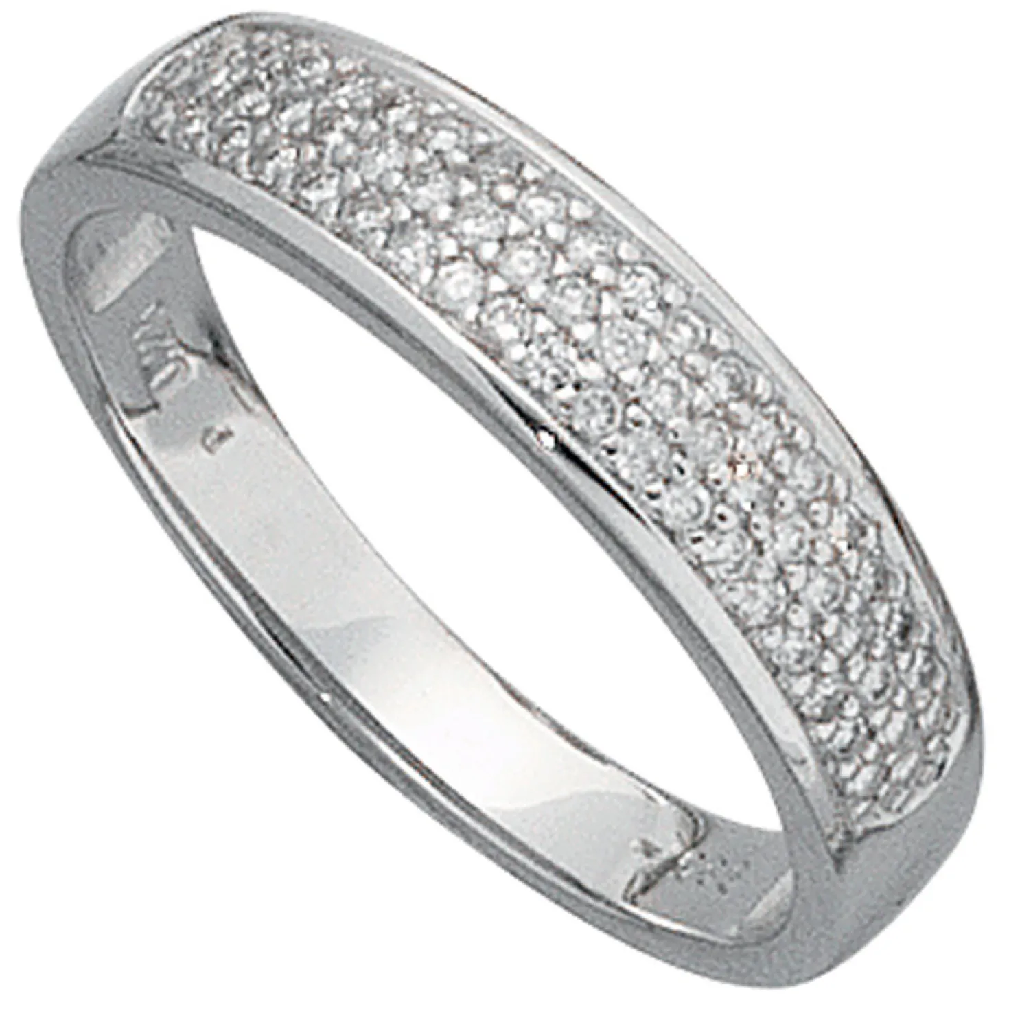 Goldring mit Diamanten 0.25Ct 50 Brillanten 585 Gold Weißgold Damen