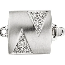 Goldverschluss Schließe mit 28 Diamanten 0.015Ct W/SI Brillanten 585 Weißgold