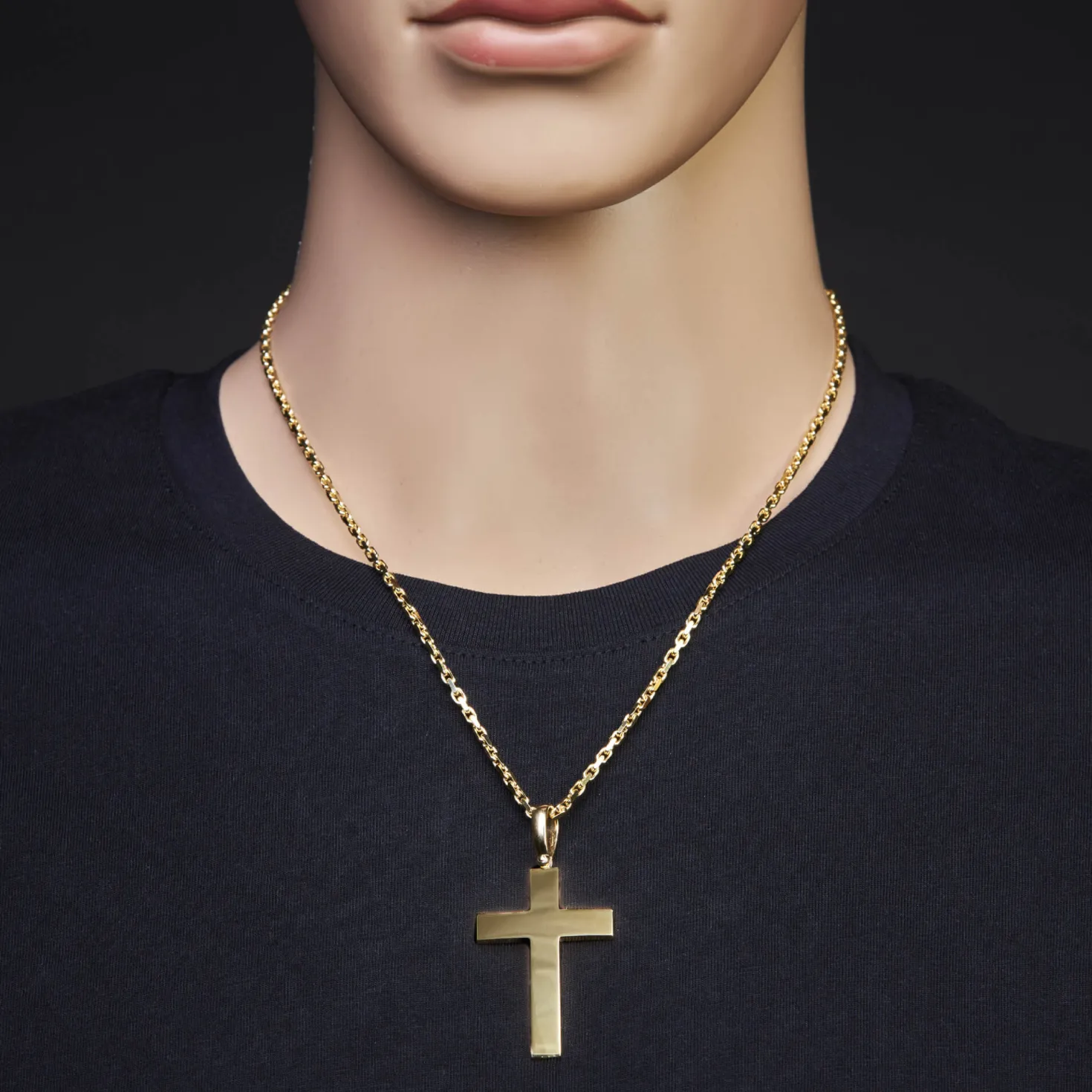 Großer Anhänger Kreuz 44,5x30mm 585 Gold Gelbgold Halsschmuck schlicht glänzend