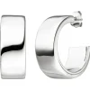 Halbcreolen Ohrringe Creolen 10x25mm flach glänzend schlicht 925 Silber