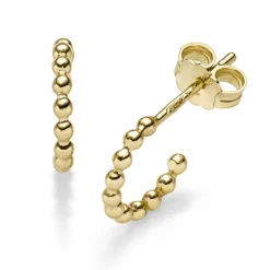 Halbcreolen 11,5x1,8mm Creolen Kügelchen mit Stecker 585 Gold Gelbgold
