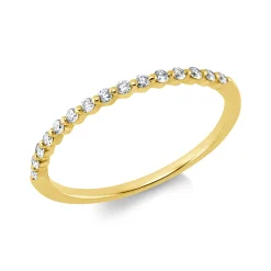 Halb-Memoire Ring aus 585 Gelbgold 15 Brillanten 0,15ct TW-VSI/SI B:1,4mm