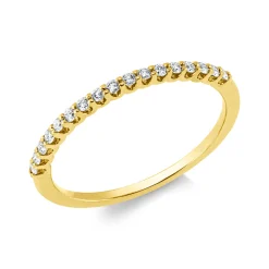 Halb-Memoire Ring aus 585 Gelbgold 17 Brillanten 0,15ct TW-VSI/SI B:1,3mm