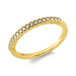 Halb-Memoire Ring aus 585 Gelbgold 17 Brillanten 0,15ct TW-VSI/SI B:2,1mm