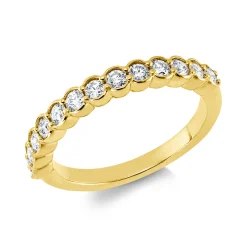 Halb-Memoire Ring aus 750 Gelbgold 13 Brillanten 0,5ct TW-VSI/SI B:3mm
