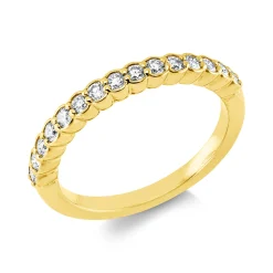 Halb-Memoire Ring aus 750 Gelbgold 15 Brillanten 0,36ct TW-VSI/SI B:2,5mm