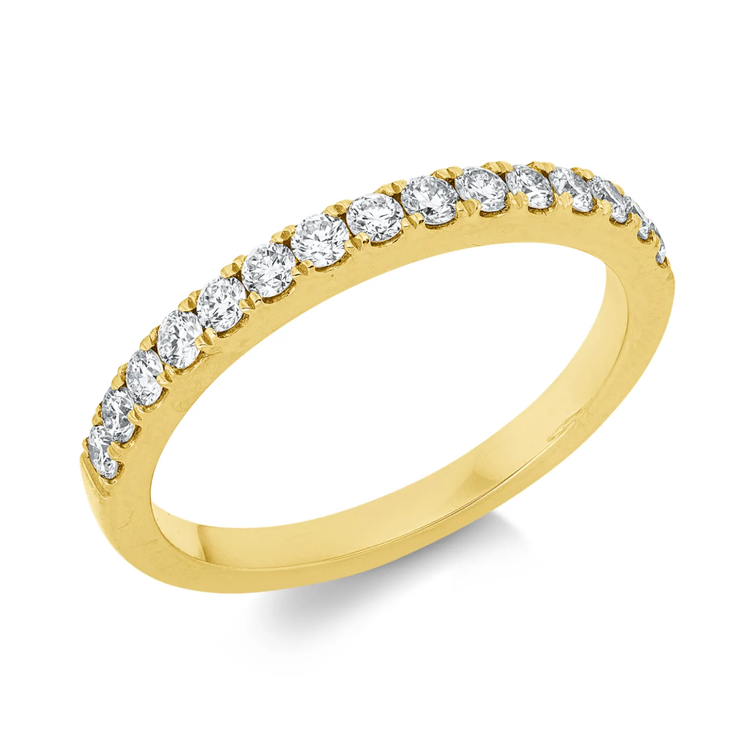 Halb-Memoire Ring aus 750 Gold Gelbgold 15 Brillanten 0,38ct TW-SI B:2,1mm