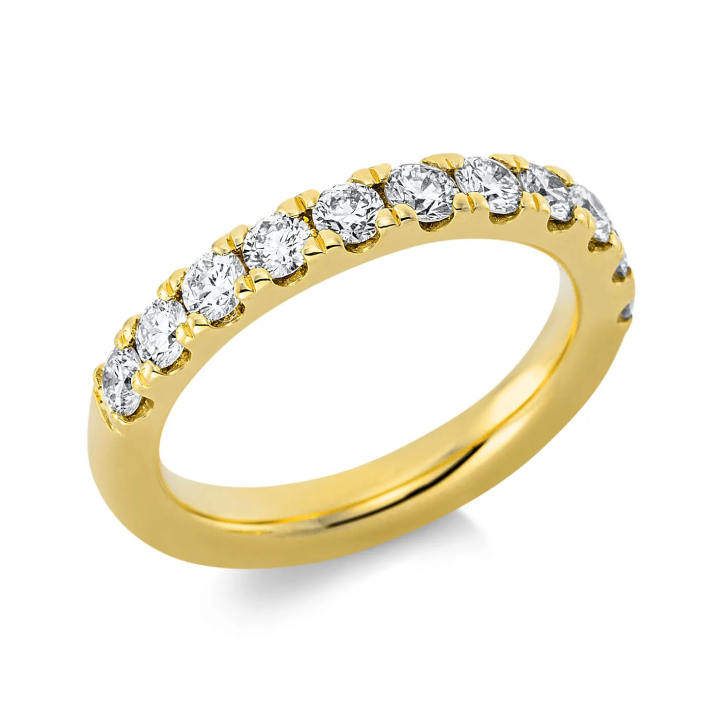 Halb-Memoire Ring aus 585 Gold Gelbgold 11 Brillanten 1,08ct TW-SI B:3,2mm