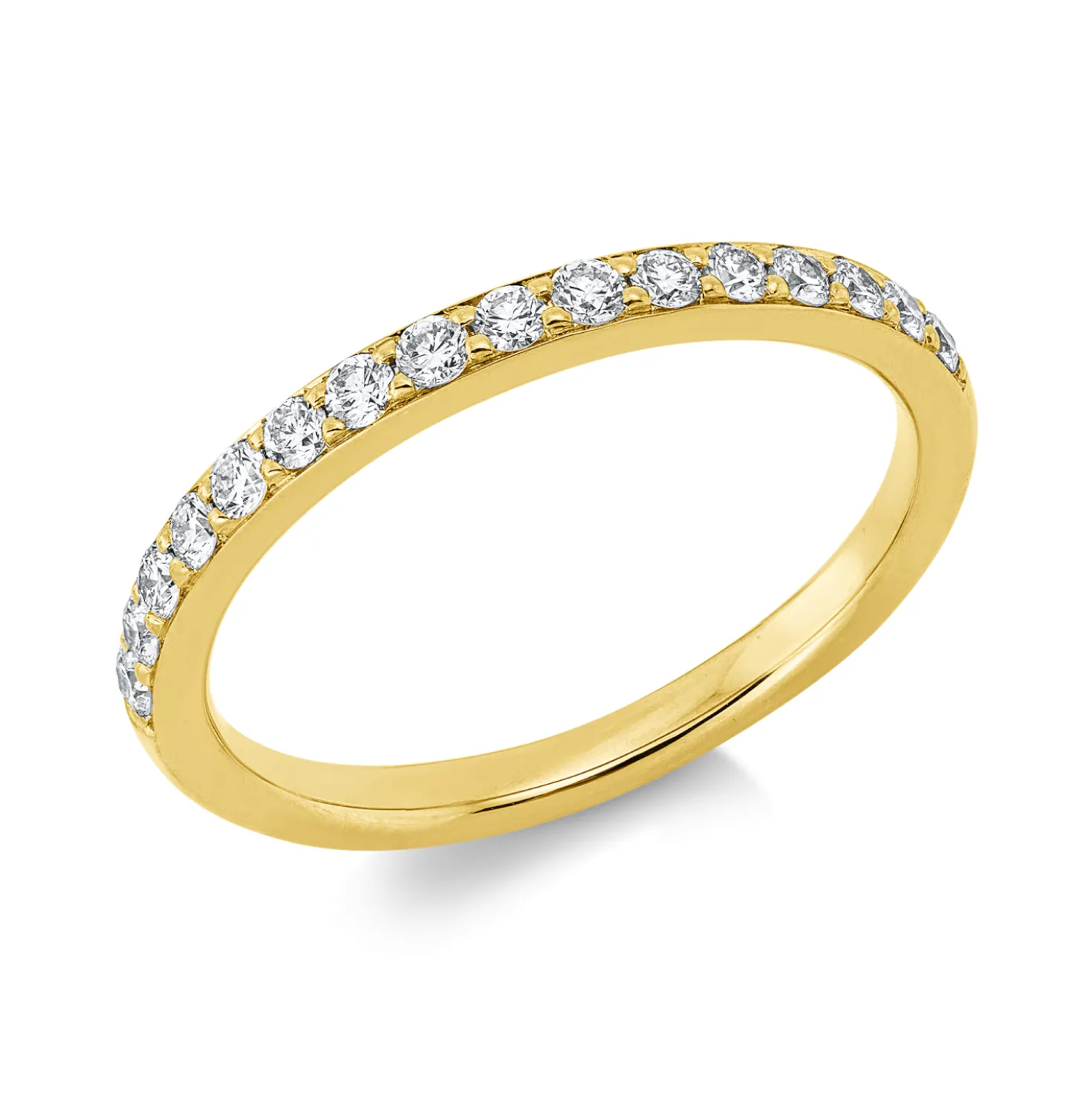 Halb-Memoire Ring aus 750 Gold Gelbgold 16 Brillanten 0,31ct TW-SI B:2,3mm