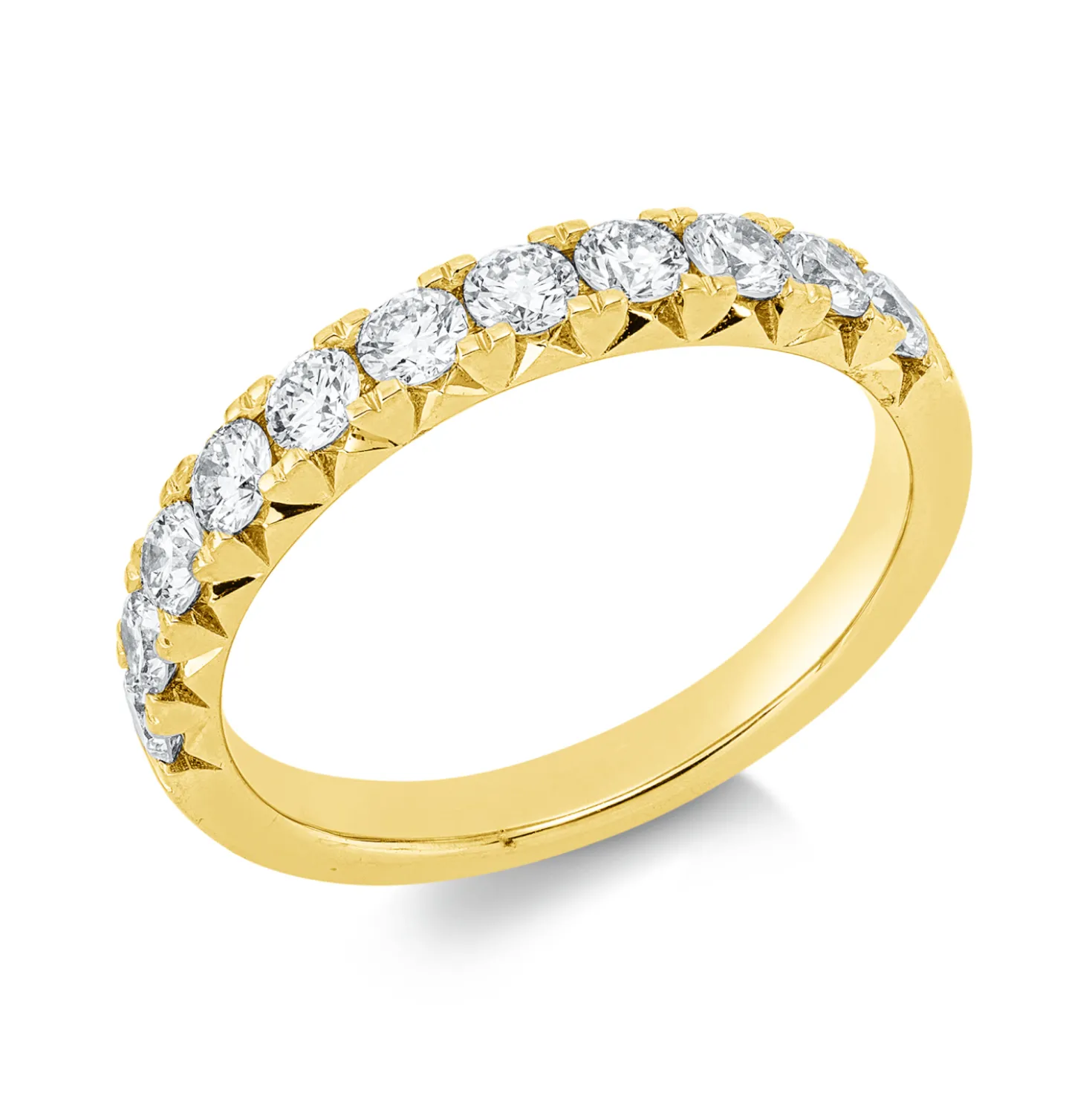 Halb-Memoire Ring aus 750 Gold Gelbgold 11 Brillanten 0,76ct TW-SI B:3mm