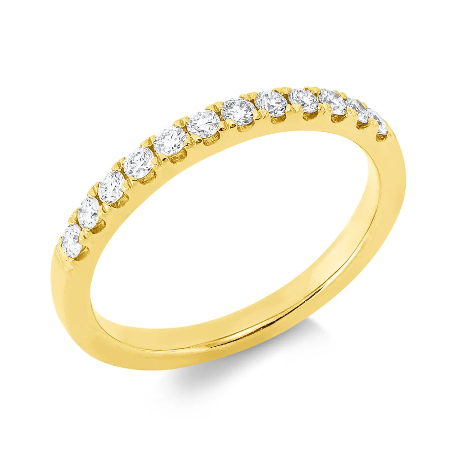 Halb-Memoire Ring aus 750 Gold Gelbgold 12 Brillanten 0,31ct TW-SI B:2,2mm
