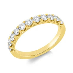 Halb-Memoire Ring aus 750 Gold Gelbgold 11 Brillanten 0,77ct TW-SI B:2,8mm