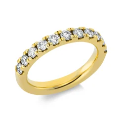 Halb-Memoire Ring aus 750 Gold Gelbgold 11 Brillanten 0,92ct TW-SI B:3,3mm