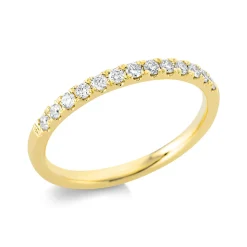 Halb-Memoire Ring aus 750 Gold Gelbgold 13 Brillanten 0,22ct TW-SI B:2mm