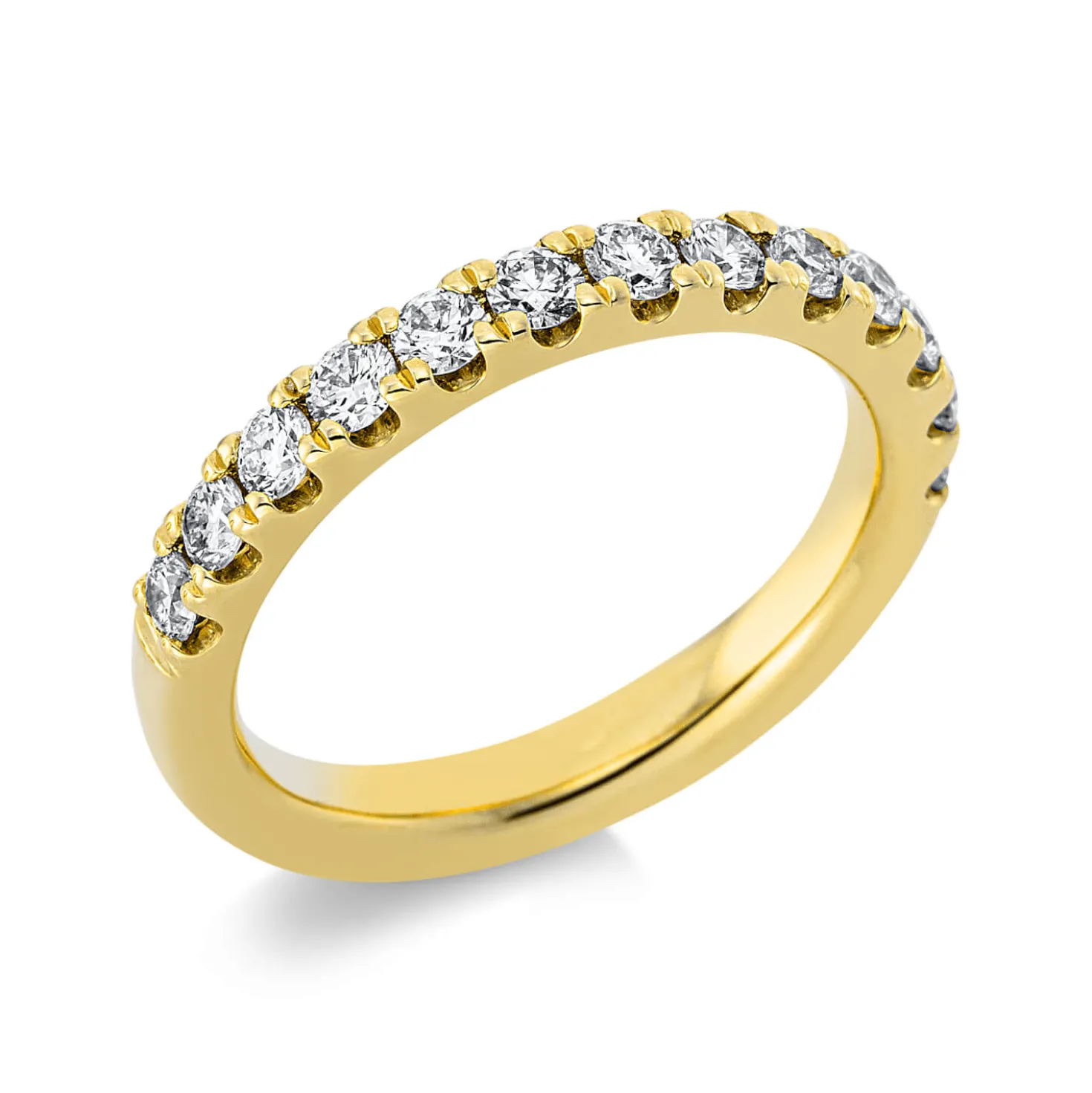 Halb-Memoire Ring aus 585 Gold Gelbgold 13 Brillanten 0,76ct TW-SI B:3mm