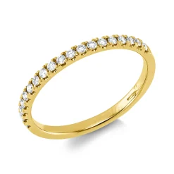Halb-Memoire Ring aus 750 Gold Gelbgold 19 Brillanten 0,18ct TW-SI B:1,7mm