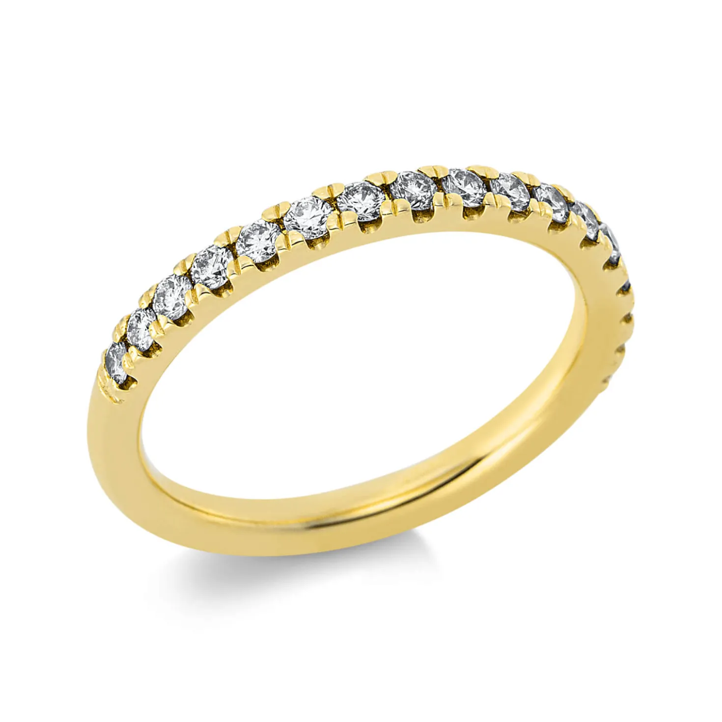 Halb-Memoire Ring aus 585 Gold Gelbgold 17 Brillanten 0,39ct TW-SI B:2,3mm