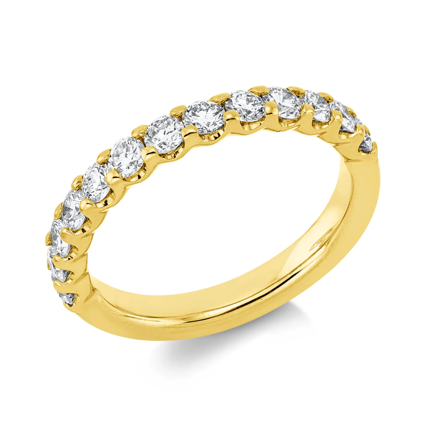 Halb-Memoire Ring aus 750 Gold Gelbgold 13 Brillanten 0,87ct TW-SI B:2,8mm