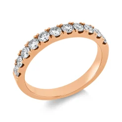 Halb-Memoire Ring aus 750 Gold Rotgold 11 Brillanten 0,7ct TTLB-SI B:2,7mm