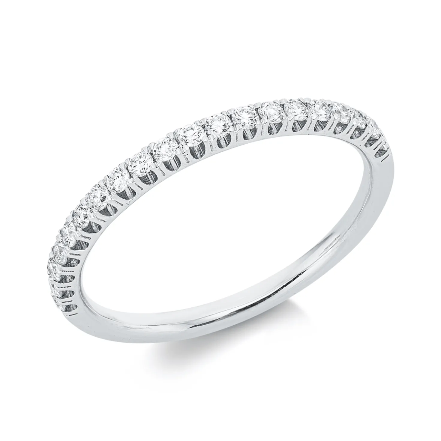 Halb-Memoire Ring aus 750 Gold Weißgold 20 Brillanten 0,28ct TW-SI B:2mm